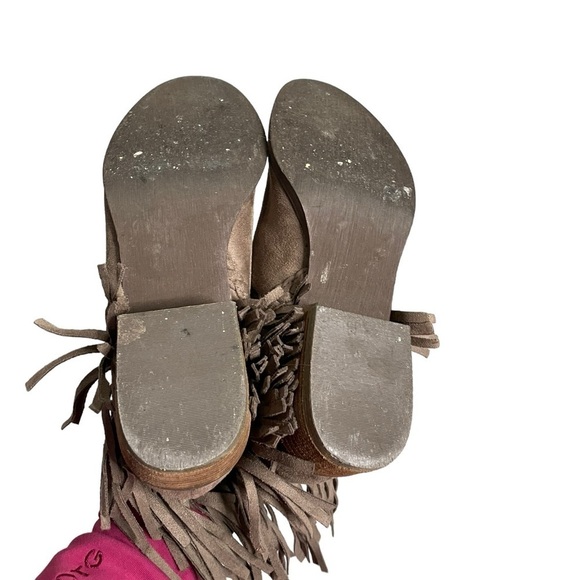 Not Rated Brown Faux Suede Fringe Booties - Picture 3 of 6